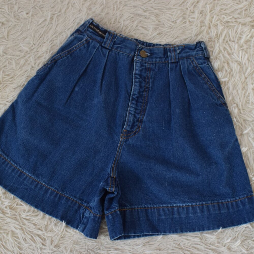 Vintage 1980s Blue‎ High-Waisted Cotton Shorts by Liz Claiborne | 22-24 waist - Picture 4 of 13